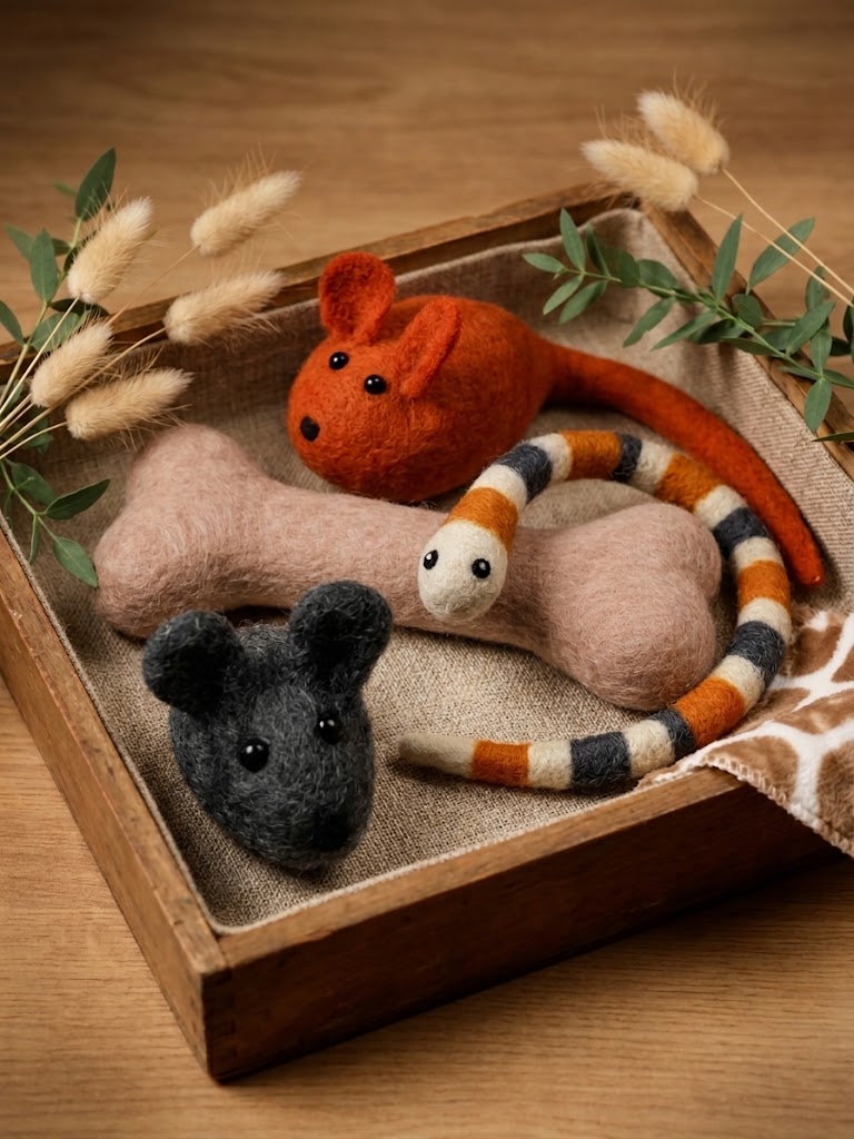 Handcrafted felt chew toys